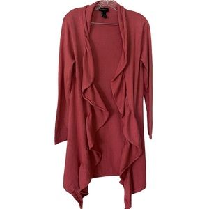 Lane Bryant Long Sleeve Ruffle Open Front Mauve Cardigan, Size 14/16